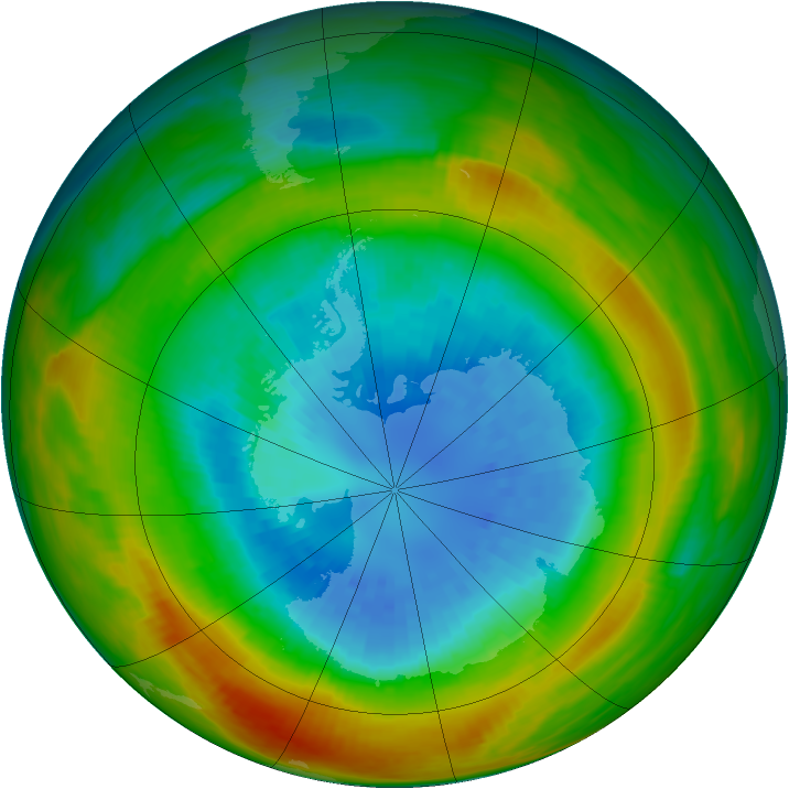 Antarctic ozone map for 12 September 1980